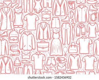 Fashion background seamless. Clothes, pattern vector illustration