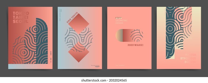 Fashion backgrounds for posters. Fancy covers design set. Abstract Geometric Vector poster design collection. EPS 10 asian background layout for banners, posters, web design, flyers, book covers.