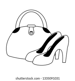 fashion bag and high heels in black and white