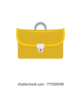 Fashion bag icon. Flat illustration of female yellow fashion bag vector icon for web isolated on white background