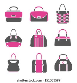 fashion bag icons set