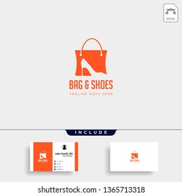 fashion bag shoping with high heel negative space simple logo template vector illustration icon element