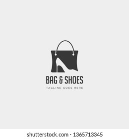 fashion bag shoping with high heel negative space simple logo template vector illustration icon element