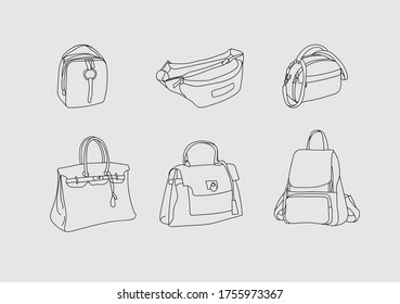 Fashion bags drawn by a line art