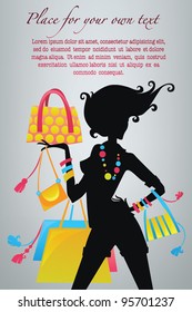 fashion bags, vector image of happy shopping