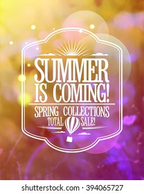 Fashion banner - summer is coming, spring collections total sale.