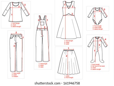 Fashion basic collection vector technical drawing