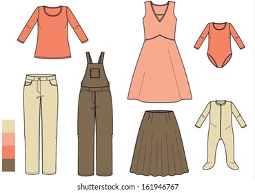 Fashion basic collection vector technical drawing