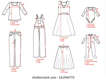 Fashion basic collection vector technical drawing