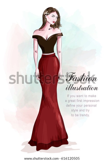 Girl Beautiful Dress Design Drawing