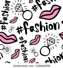 Fashion and beauty concept seamless pattern endless repeating texture background / Vector illustration design for textile graphics, fashion fabrics, prints, wallpapers etc