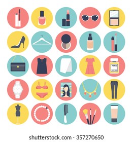 Fashion and Beauty Flat Icon Set