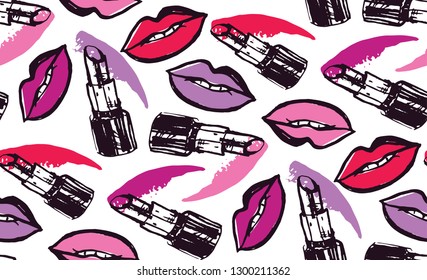 Fashion beauty hand drawn doodle pattern background wallaper texture fabric