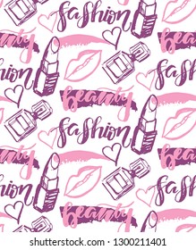 Fashion beauty hand drawn doodle pattern background wallaper texture fabric