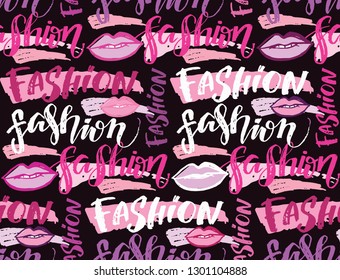 Fashion beauty hand drawn doodle pattern background wallpaper texture fabric