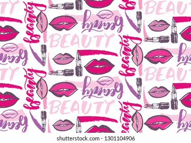 Fashion beauty hand drawn doodle pattern background wallpaper texture fabric