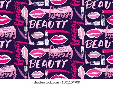 Fashion beauty hand drawn doodle pattern background wallpaper texture fabric