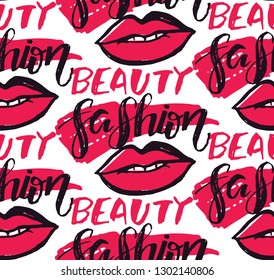 Fashion beauty hand drawn doodle pattern background