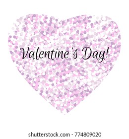 Fashion and beauty illustration. Pink glitter heart isolated on white, vector illustration. Great for valentine and mother's day cards, wedding invitations, party posters and flyers. Valentine's Day