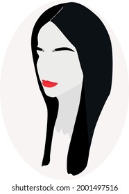 Fashion beauty logo in modern flat style. Woman with red lips.Vector illustration. Suitable for beauty salon or spa.