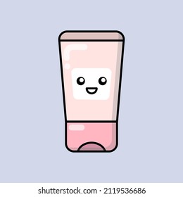 Fashion, beauty, make up, cosmetics, fashion thing patch, badge, sticker. Cute cartoon body or face cream icon in kawaii style. Vector asian japanese isolated illustration