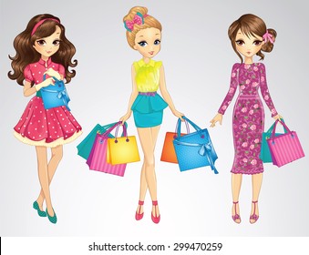 Fashion beauty shopping girls