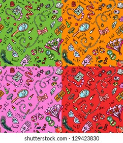 fashion and beauty women accessories seamless texture with recolors