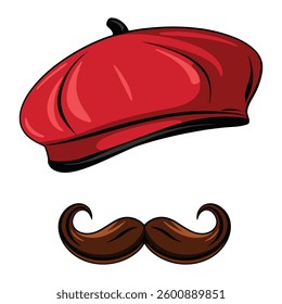 Fashion beret hat vector illustration. Classic stylish accessory, perfect for trendy and elegant designs. Isolated on white background.