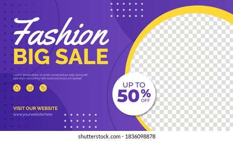 Fashion big sale banner template. Promotion sale banner for website, flyer and poster