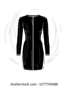 Fashion black dress. Trendy outfit. 