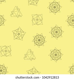 Fashion black and white seamless pattern, doily round, design stars elements