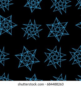 Fashion black and white seamless pattern, doily round, design stars elements