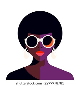 Fashion Black Women porträtiert Halbton Pop-Art minimalistische Avatar-Vektorgrafik