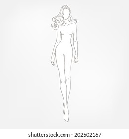 Fashion black-and-white vector illustration. Sketch.