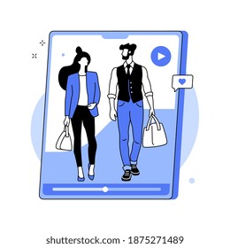 Fashion blog abstract concept vector illustration. Fashion video blog, shopping sprees, social media blogging, brand promotion, style expert, influencer marketing, latest trends abstract metaphor.