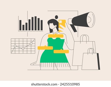 Fashion blog abstract concept vector illustration. Fashion video blog, shopping sprees, social media blogging, brand promotion, style expert, influencer marketing, latest trends abstract metaphor.