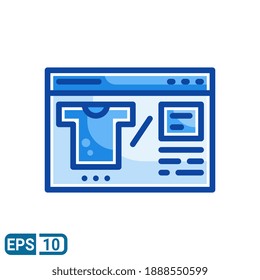 Fashion blog icon in filled line style. Beauty blogging. Clothing review. Online fashion. Thematic internet community. Social media, blogging. The vector is isolated on a white background.