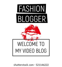 Fashion blogger poster with red lips 