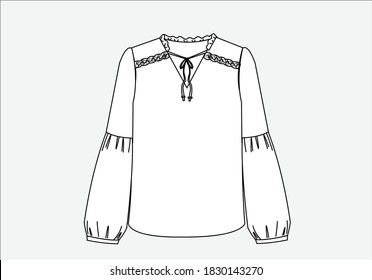 fashion blouse flat hand drawn vector