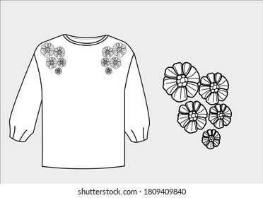 Modebluse, handgezeichnet, Vektorgrafik