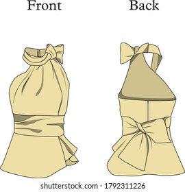 Fashion blouses tied at the neck vector template pattern