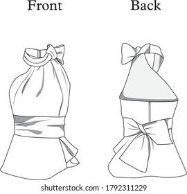 Fashion blouses tied at the neck vector template pattern