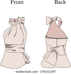 Fashion blouses tied at the neck vector template pattern