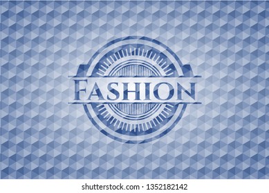 Fashion blue hexagon badge.