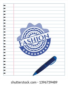 Fashion blue ink pen emblem. Vector Illustration. Detailed.