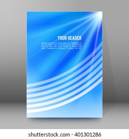 Fashion blurry background of bright glowing perspective. Hot blue with space for your message. Vector illustration EPS 10 for template brochure, layout leaflet, newsletters