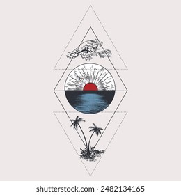Fashion boho apparel geometric print tropical vacation