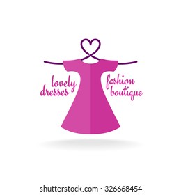 Fashion boutique dress with heart shaped shoulder hanger logo