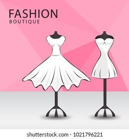 Fashion boutique facade, Clothes shop, women fashion design vector illustration