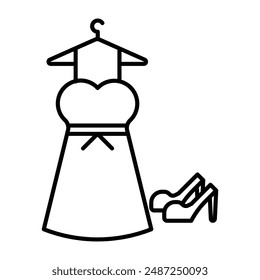 Fashion boutique linear logo mark in black and white
